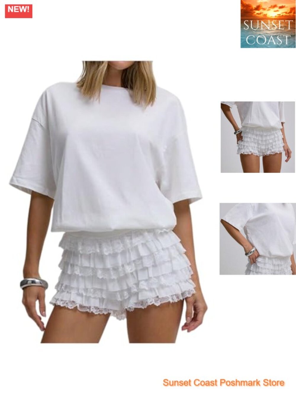 Women's Floral Lace Ruffle Mini Shorts Mesh Layered Y2k Bloomer Shorts